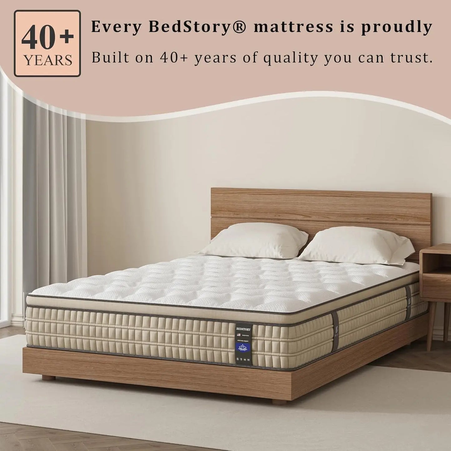 BedStory Hybrid Gel Memory Foam Mattress With UltraBreathableFabricCoolTechPlusMoistureWickingSupport