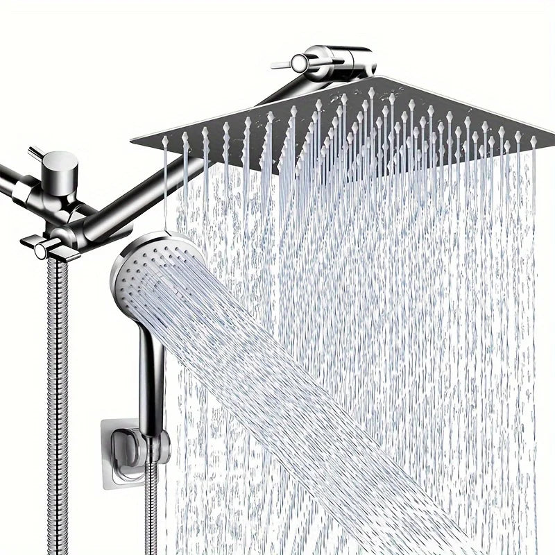 Stainless Steel Chrome Shower Set With Extended Lever Arm