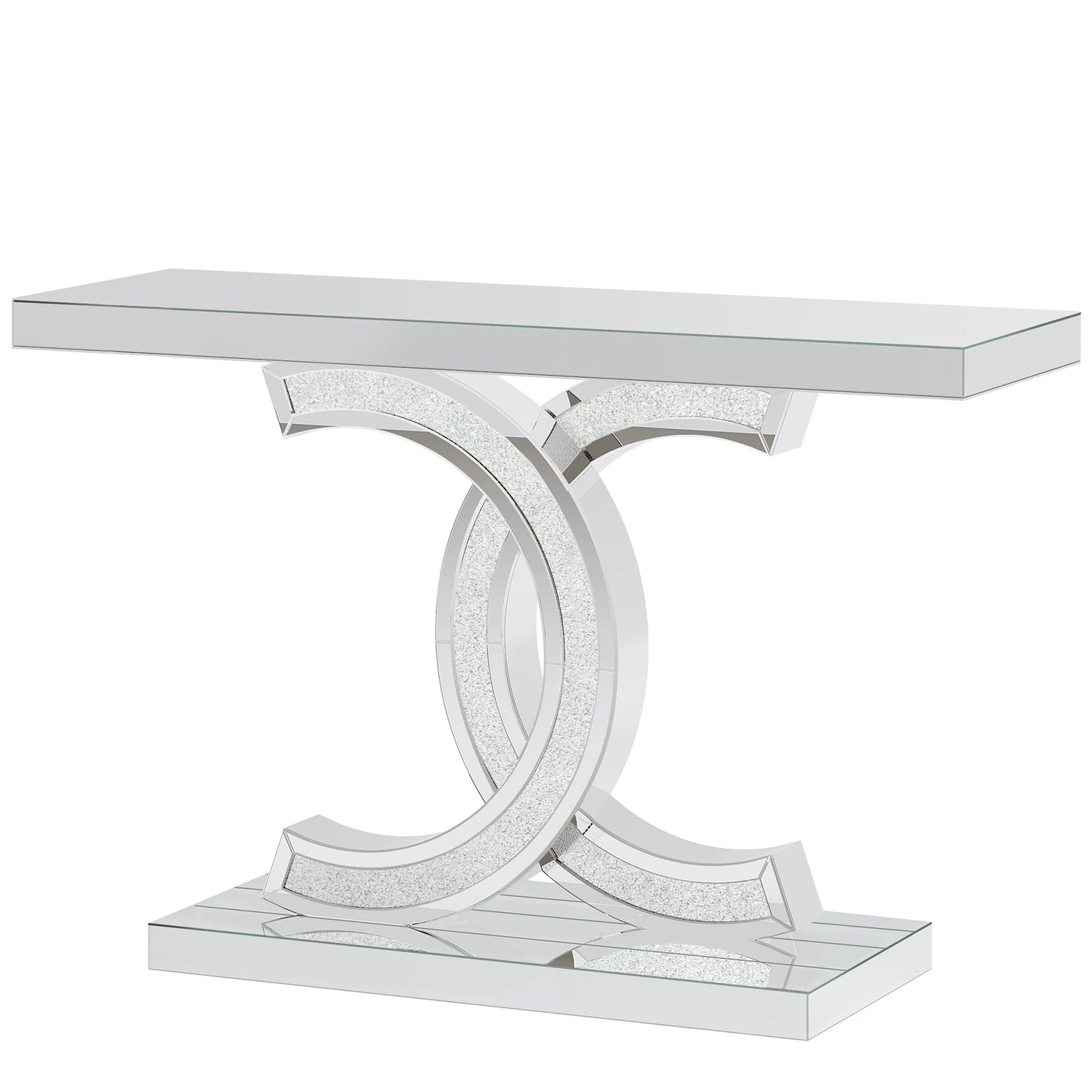 Tribesigns Contemporary Entranceway Console Table With Opulent Faux Marble Pedestals