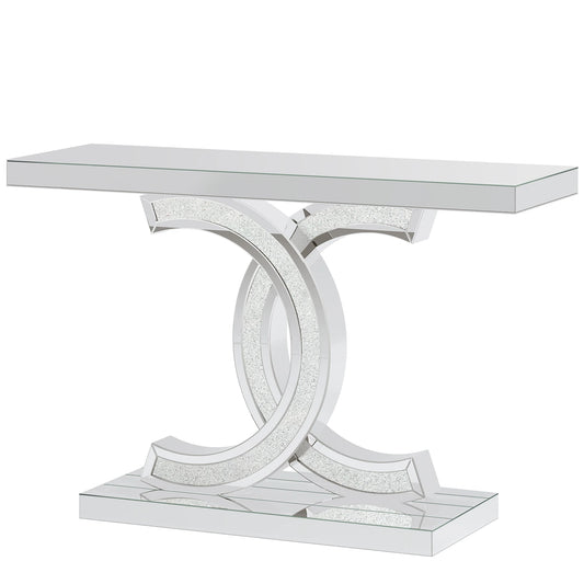 Tribesigns Contemporary Entranceway Console Table With Opulent Faux Marble Pedestals