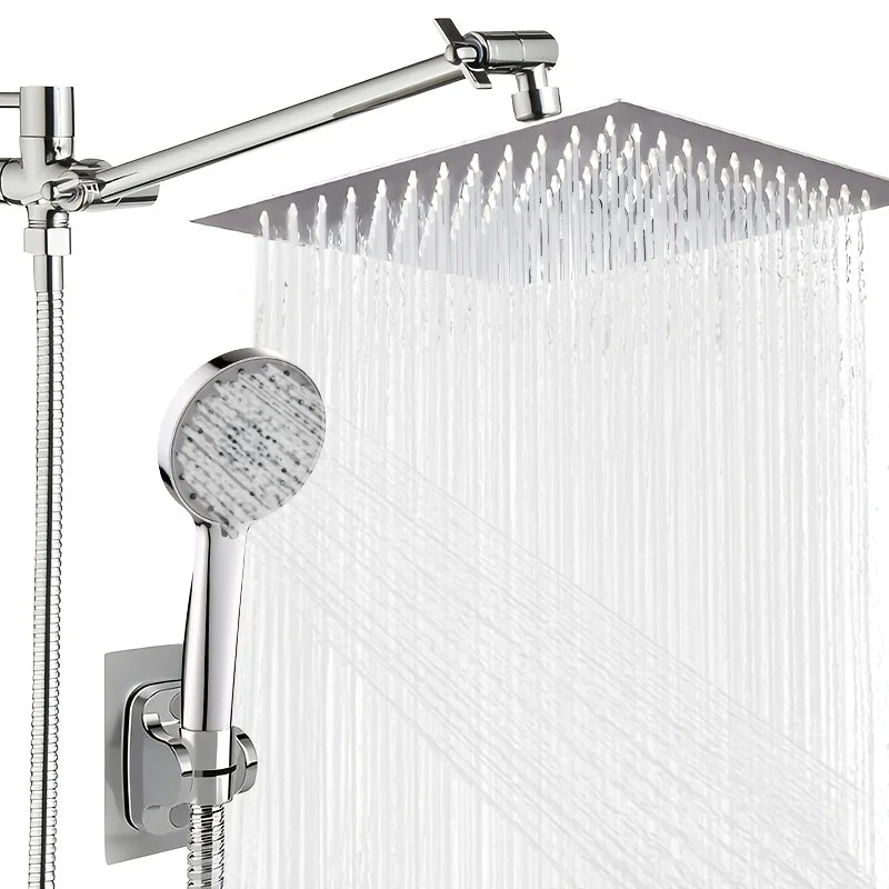 Stainless Steel Chrome Shower Set With Extended Lever Arm