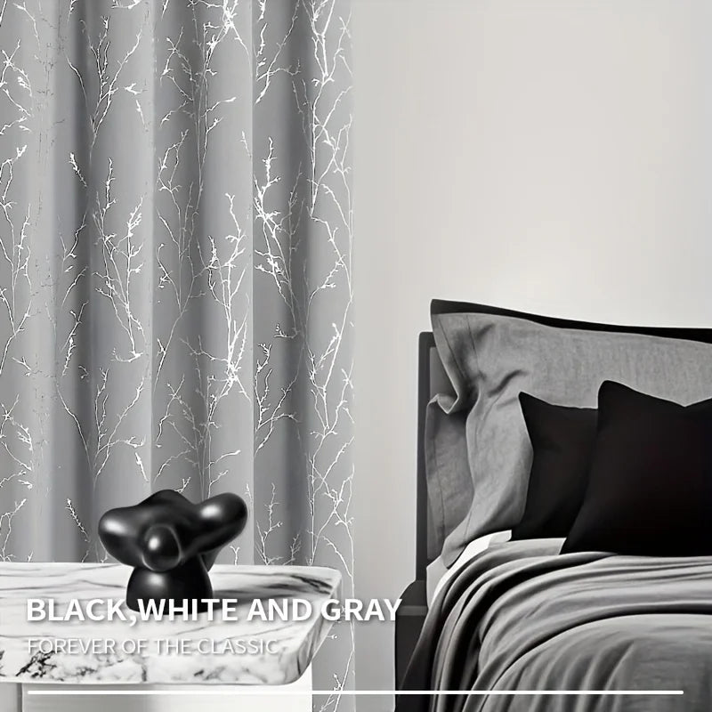 CN Zhejiang Blackout Curtains Grommet Pack Of 2 Tree Print