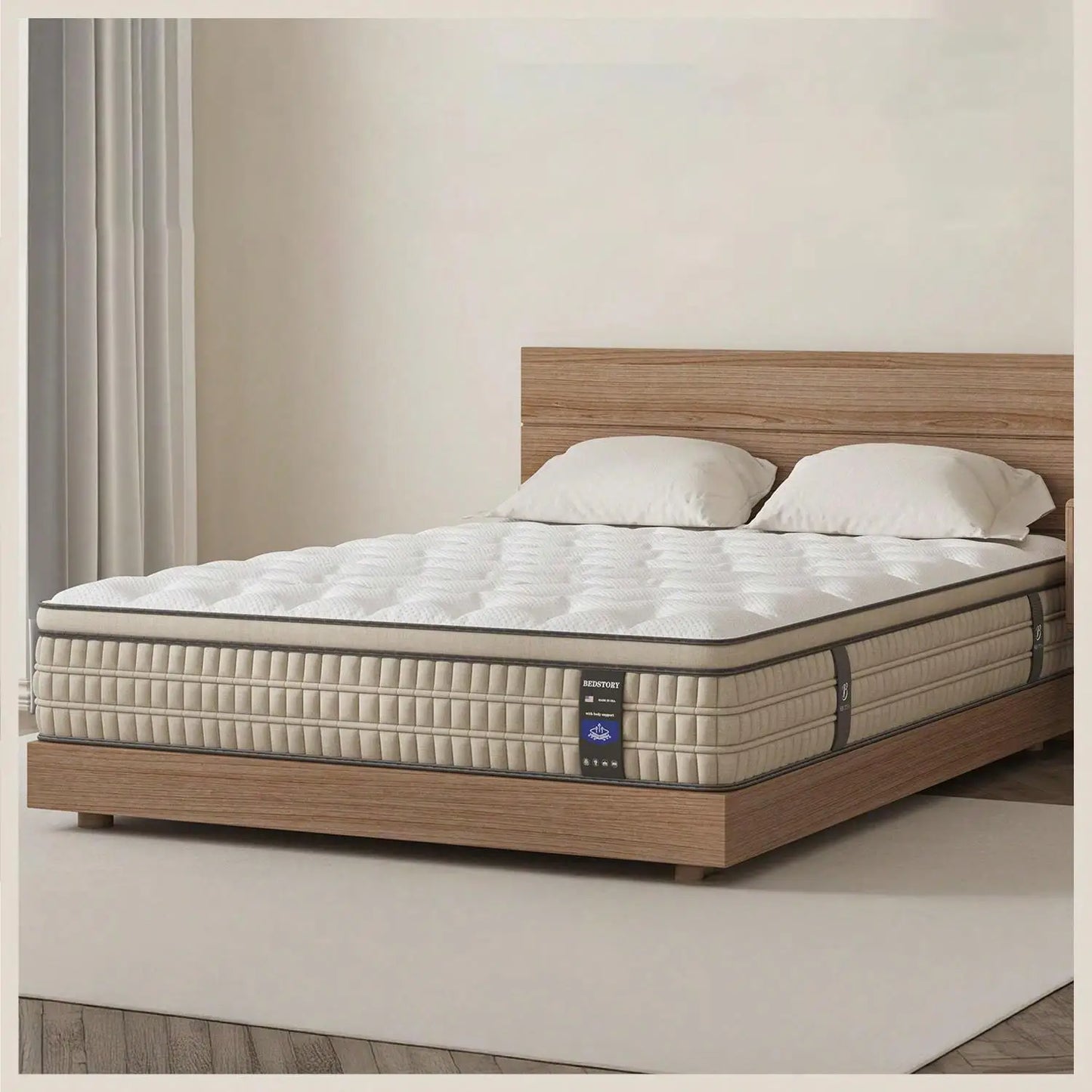 BedStory Hybrid Gel Memory Foam Mattress With UltraBreathableFabricCoolTechPlusMoistureWickingSupport