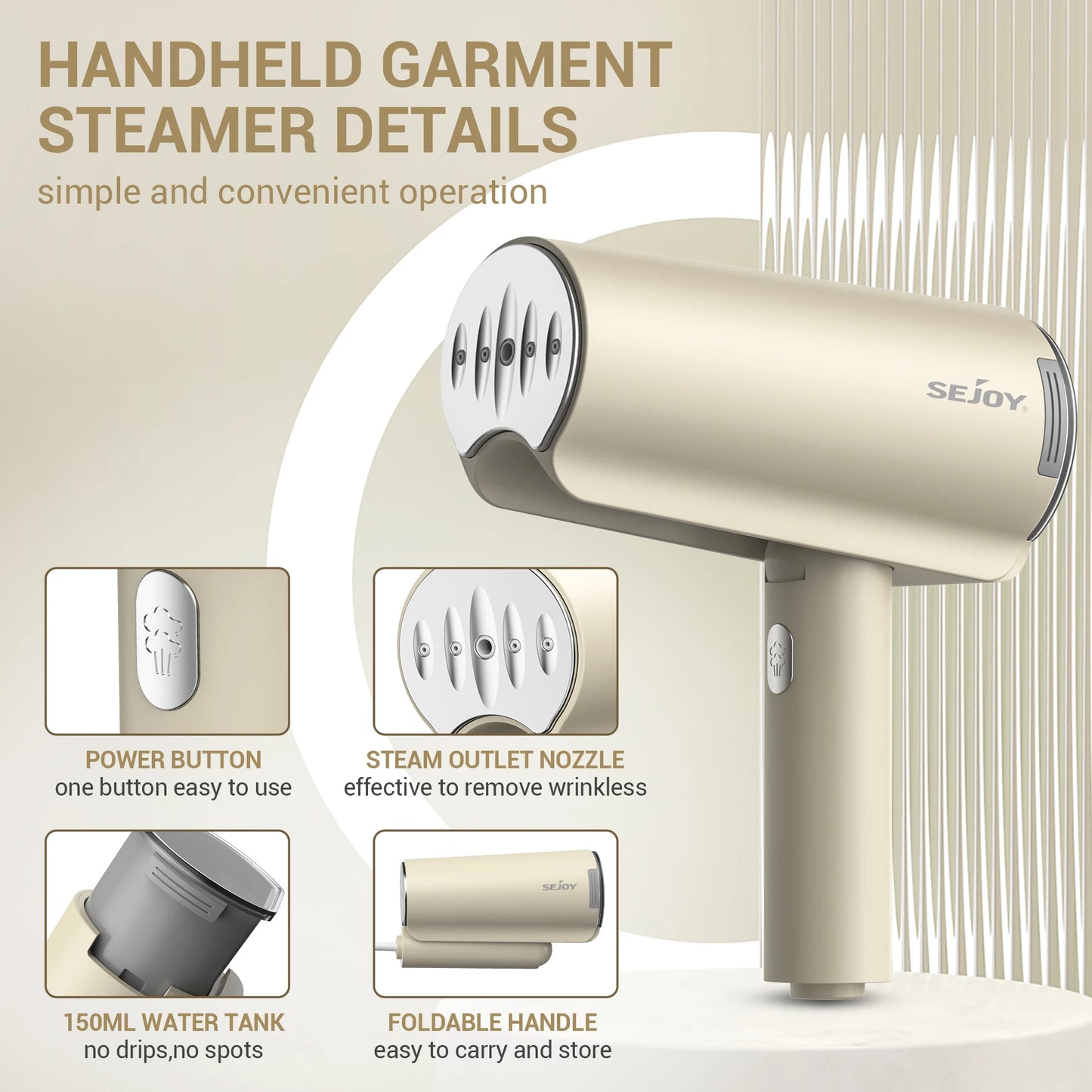 Sejoy 110V 220V 1000W Handheld Garment Steamer Portable