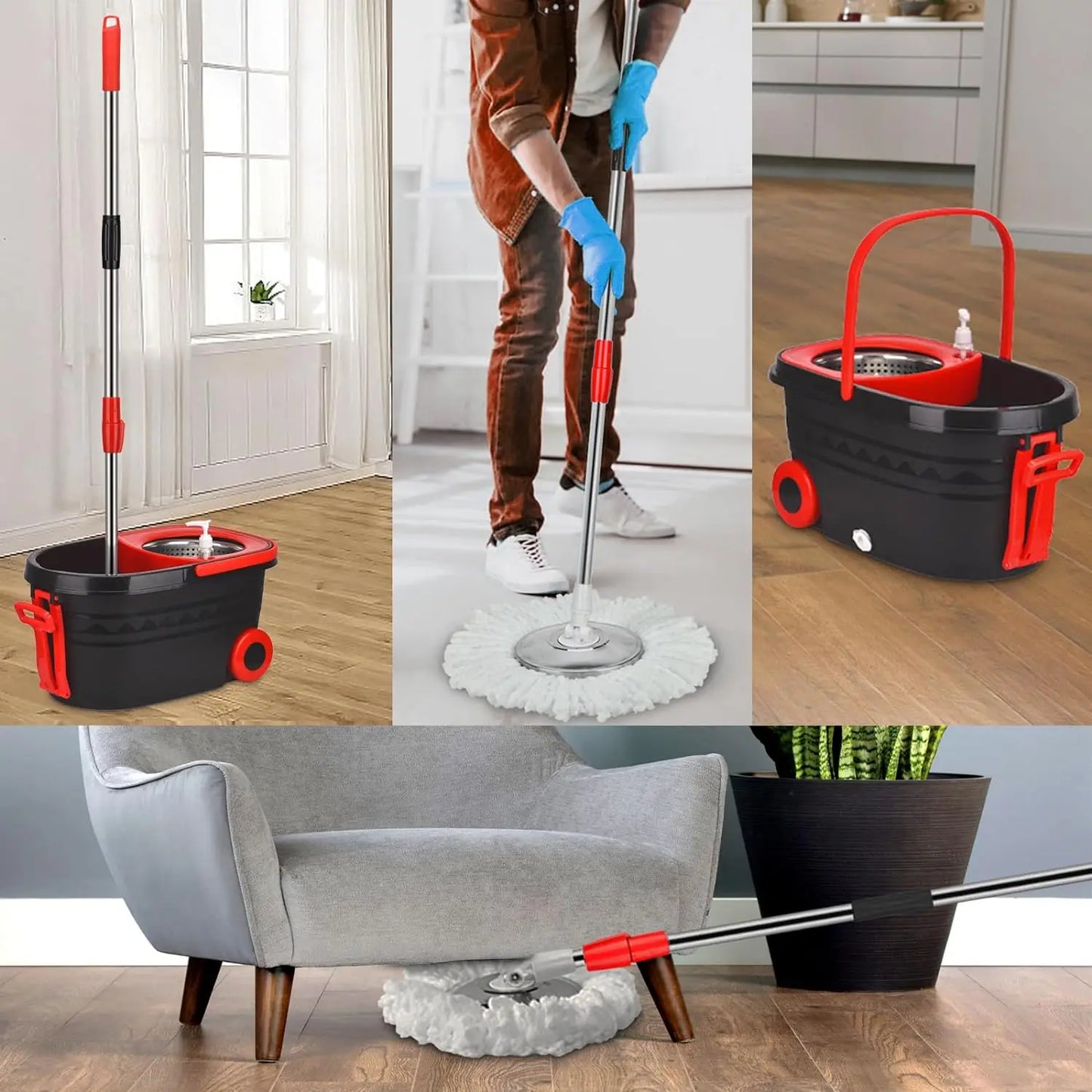 CN Zhejiang 360 Degree Spin Mop Bucket System Extendable Handle